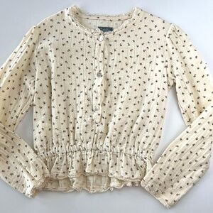 Cream Floral Kids Blouse